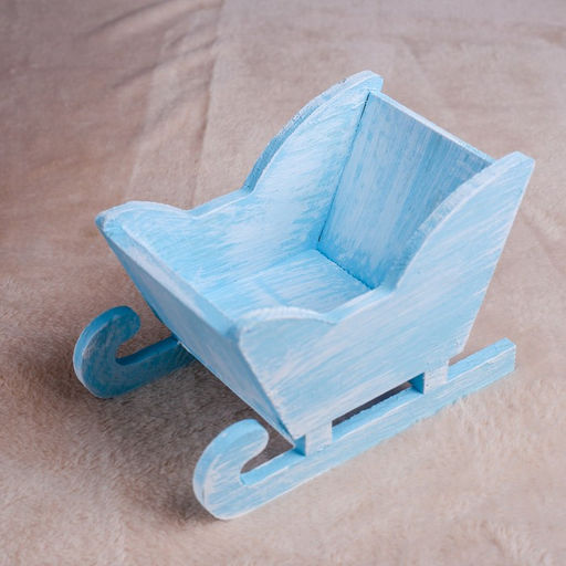 Кашпо деревянное 201213 см Санки, голубая кисть Дарим Красиво  фото 3