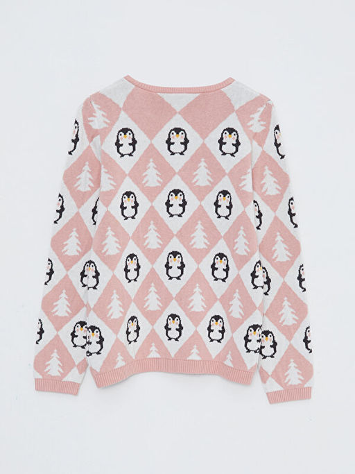 Bisiklet Yaka Desenli Uzun Kollu K?z ?ocuk Triko Kazak - Waikiki фото 2