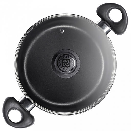 Kumir Кастрюля с антипригарным покрытием 2,5л, д20см, h8,6см, s2,5мм, штампованный алюминий, стеклянная крышка, бакелитовые ручки (Россия) - Домашняя мода фото 3