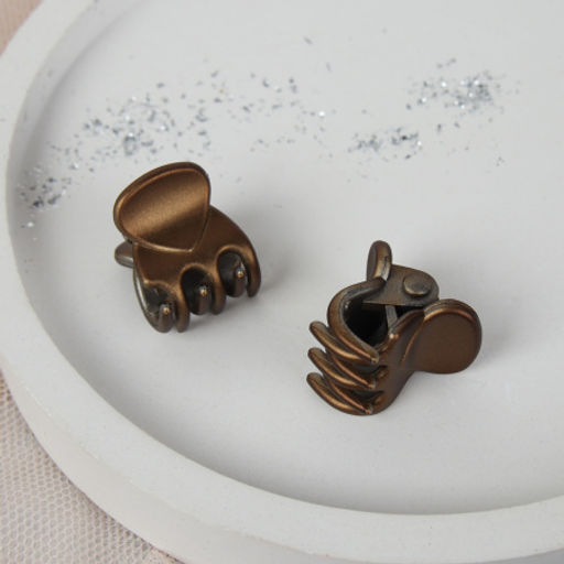 Заколка краб мини для волос набор 2 штуки / N3012-2 /уп 1/723800 перламутрорвый темный - Галеонтрейд фото 2