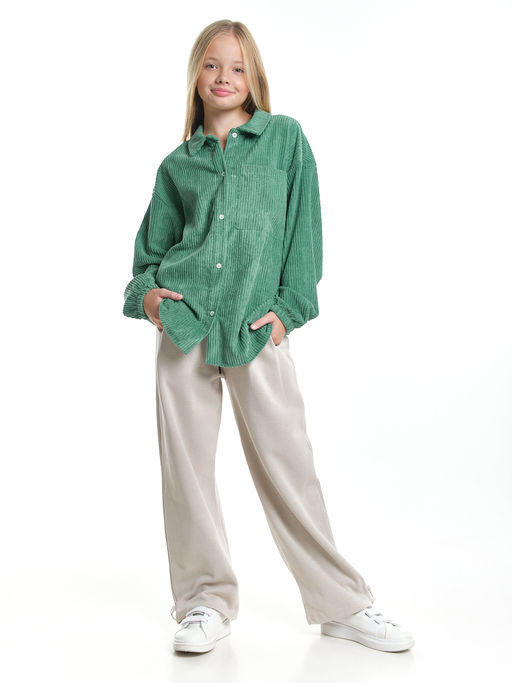 Вельветовая рубашка для девочки 22-7364 бежевый - Mini maxi фото 36