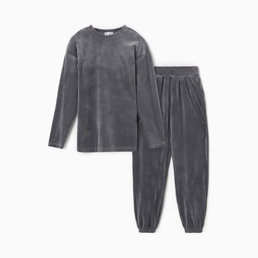 Костюм женский (свитшот, брюки) KAFTAN Plushy, размер 52-54, серый
