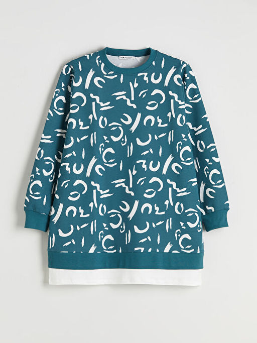 Bisiklet Yaka Desenli Kad?n Sweatshirt Tunik