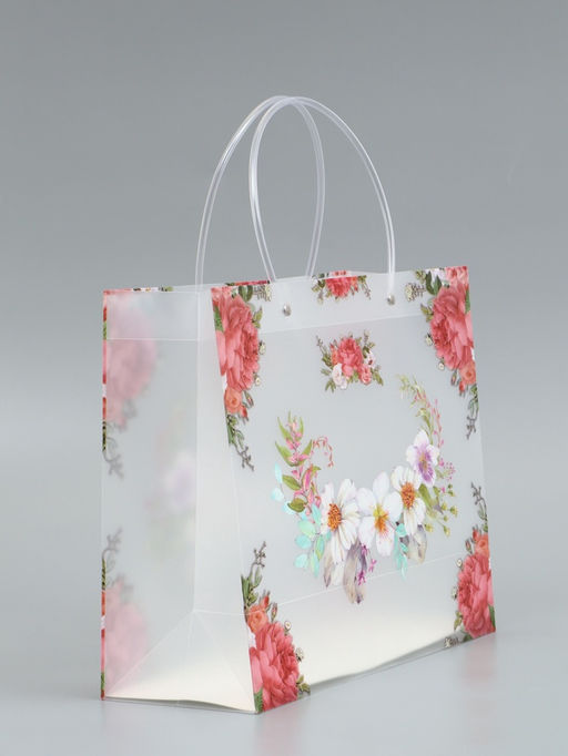 Пакет подарочный прозрачный , "Нежность" 30 х 26 х 12