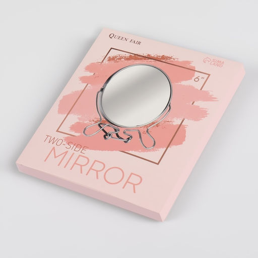 Зеркало настольное, с увеличением х2, круглое, настенное, двустороннее, 16×18 см, (d=14 см), металлическое