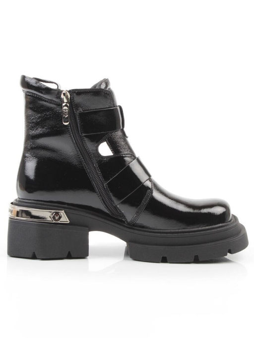 01-D1-8071 BLACK Ботинки демисезонные женские (натуральная кожа, байка)