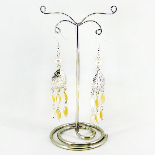 Серьги из перламутра 10 мм и жемчуга диаметр 5 мм - длина 6 см