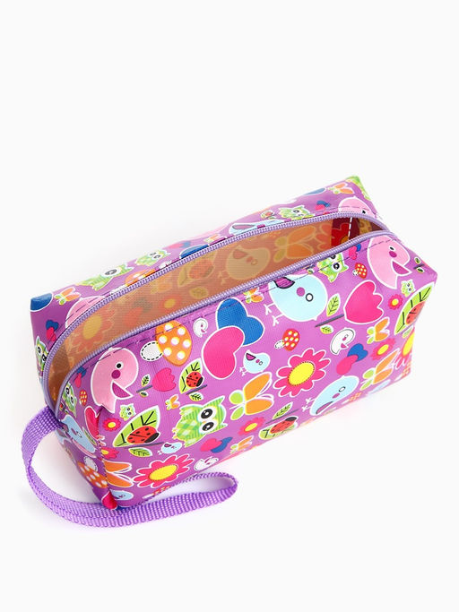 Цена за 2 шт. Косметичка-футляр маленькая, для косметики, лекарств, прокладок, с принтом, фиолетовая