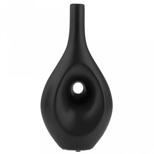 Ваза керамическая "Кейптаун" 1,1л, 15х8,2см h30,5см, д/горла - 2,1см, матовая глазурь, цвет - черный, в коробке (Китай)