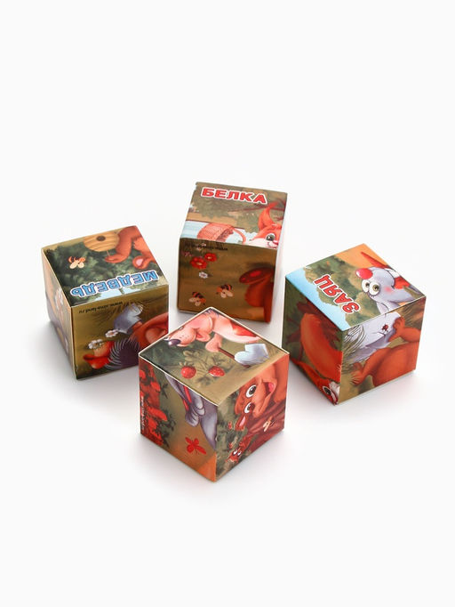 Цена за 2 шт. Кубики «Лесные животные», по методике Монтессори, 4 шт., 3+