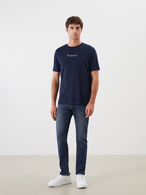 Bisiklet Yaka Bask?l? Erkek Ti??rt