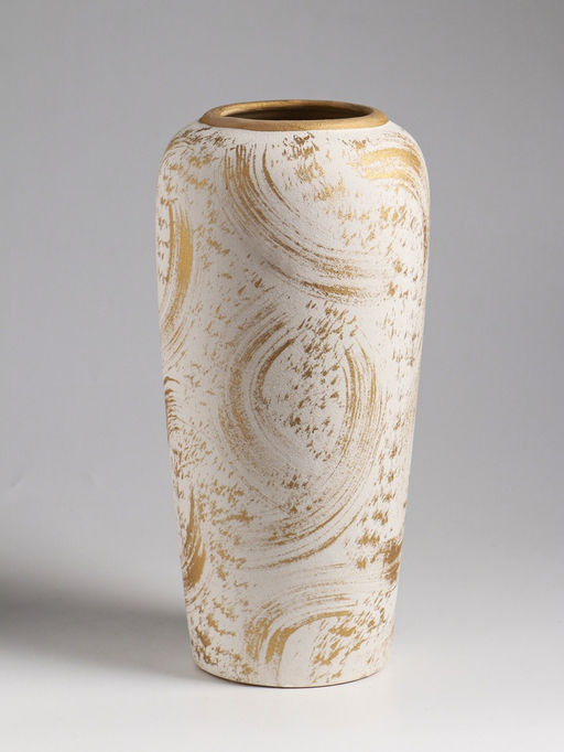 Ваза «Сэнс», 28.5×13 см, керамика, бело-золотая