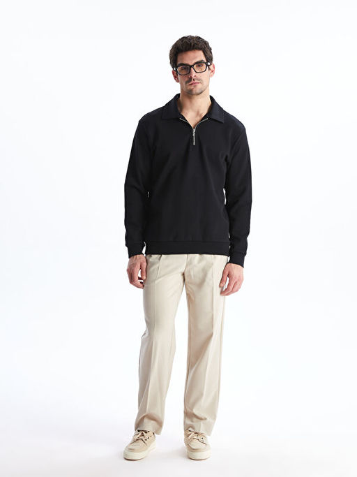 Polo Yaka Uzun Kollu Erkek Sweatshirt