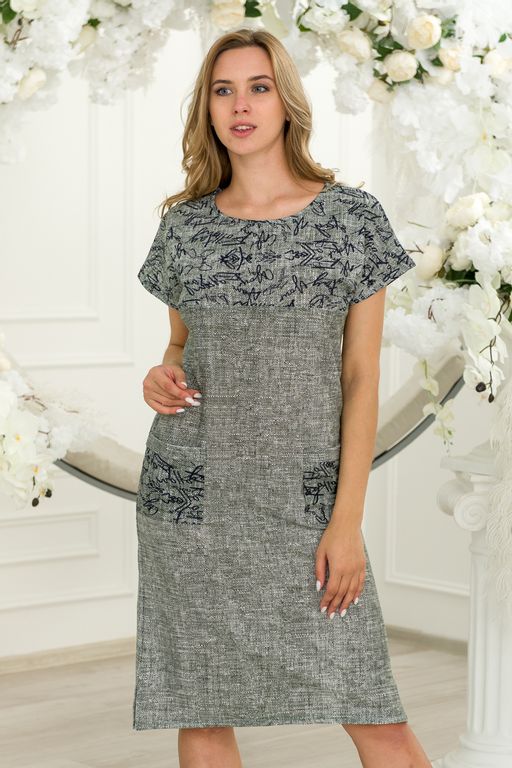 Туника женская из кулирки Льняная палитра-1 хаки - Амадэль фото 3