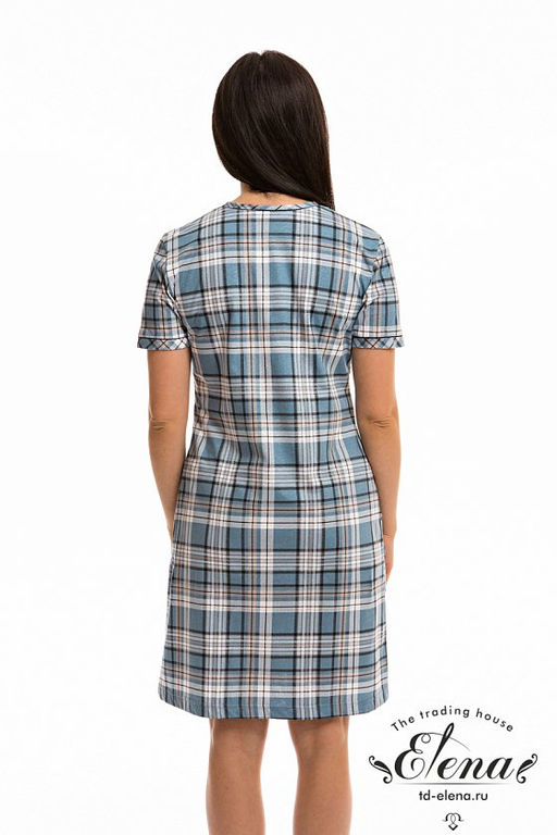 Халат М323081а Клетка-голубая - Елена фото 3