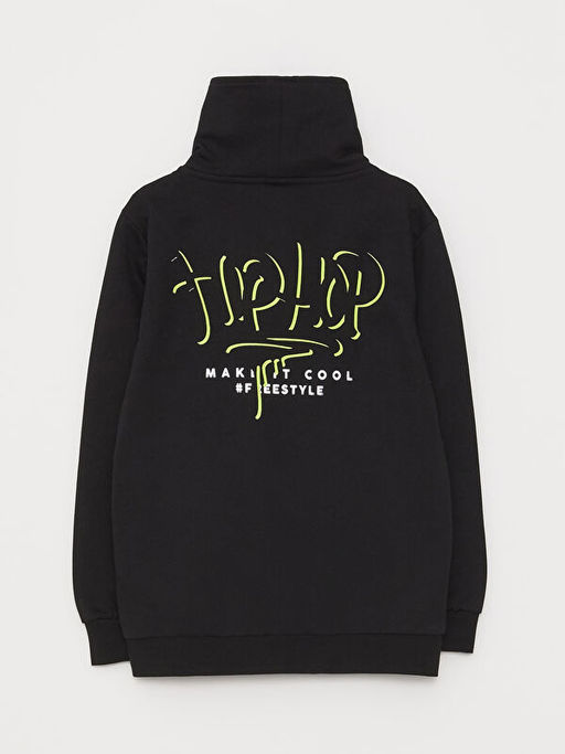 Dik Yaka Bask?l? Uzun Kollu Erkek ?ocuk Fermuarl? Sweatshirt - Waikiki фото 2