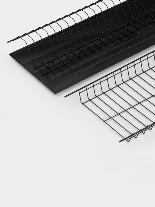 Сушилка для посуды с поддоном для шкафа 60 см, 56.5×25.6 см, чёрная