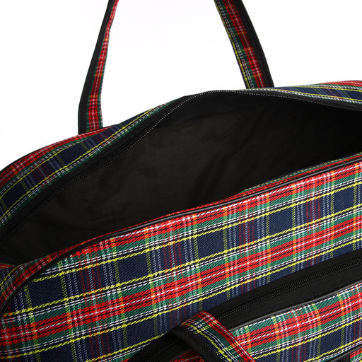 Сумка дорожная на молнии, наружный карман, длинный ремень, цвет красный/зелёный - Simaland фото 4