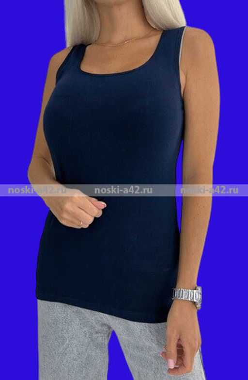 Цена за 1 шт. Майки женские Miss Emma Турция однотонные арт.121 СИНИЕ