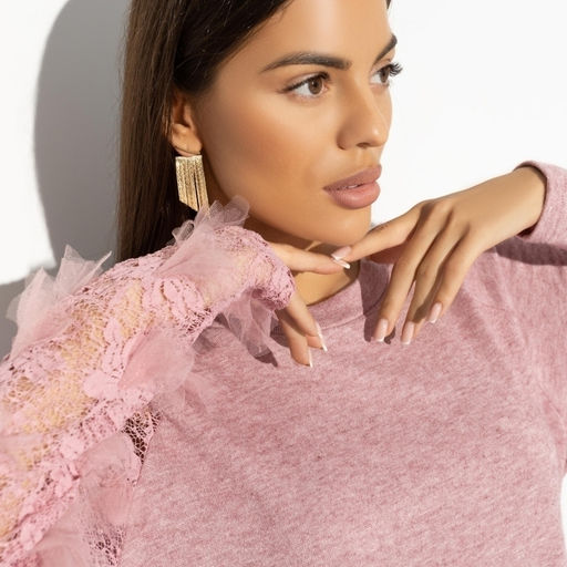 Свитшот с объемным кружевом Модная хроника (rose) - Charutti фото 3