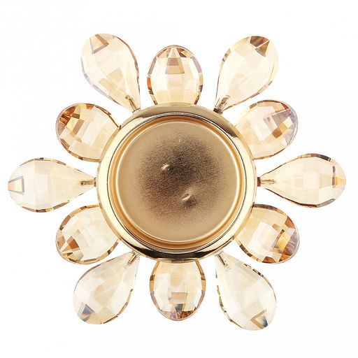 Подсвечник металлический "Аурелия" h32,8см, чаша с колбой стекло д5см, h9см, нескользящее основание д10см, золотой/янтарный, в коробке (Китай)