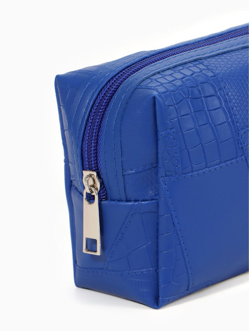 Косметичка ONE COLOR, на молнии, искусственная кожа, синяя