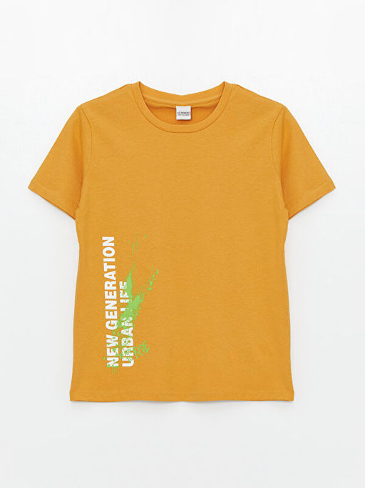 Bisiklet Yaka Bask?l? K?sa Kollu Erkek ?ocuk Ti??rt - Waikiki фото 3