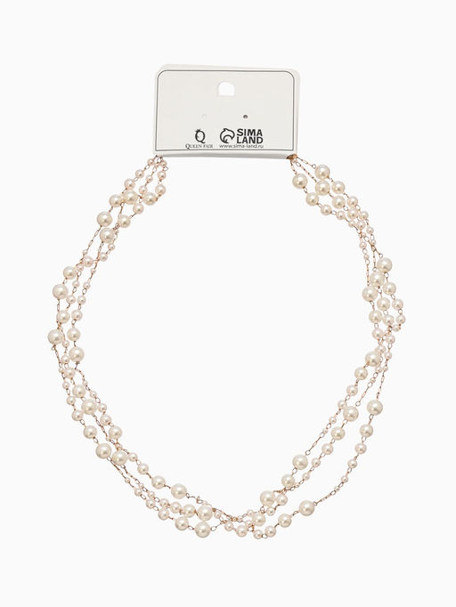 Бусы жемчужные, длинные, d=3.4, 5.6, 8.10, белые в золоте