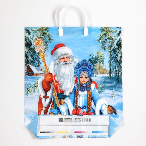 Цена за 10 шт. Пакет новогодний «Волшебная встреча», полиэтиленовый с пластиковой ручкой, 40×44 см