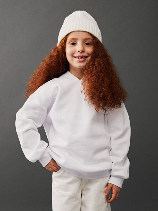 Basic Uzun Kollu K?z ?ocuk Hoodie