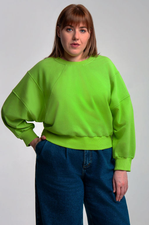 Арт. 15110/1 Свитшот женский укороченный one size (42-50) Цвет:салатовый - Калинка фото 11