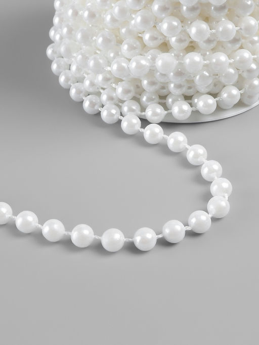 Жемчуг на нитях, круглый, 6 мм, 91 м, белый