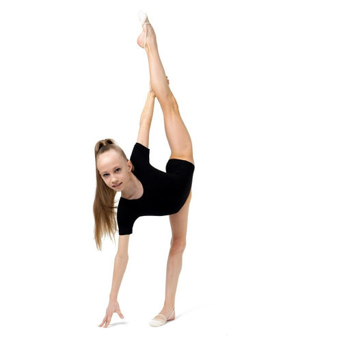 Купальник гимнастический Grace Dance, с коротким рукавом, р.36, цвет чёрный  фото 5