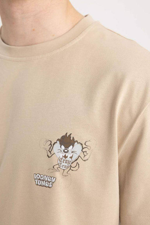 Футболка стандартного кроя с круглым вырезом и короткими рукавами Looney Tunes - Defacto фото 6