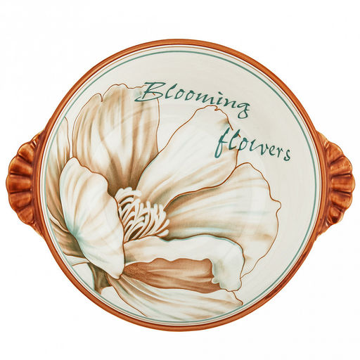 Блуминг флауэрс (Blooming flowers) Салатник фарфоровый 650мл, 19,2х16х5,9см, с ручками, с деколью, отводка (Китай)