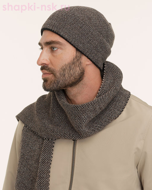 M 486 F 486 Комплект мужской флис (шапка+шарф) (57-59)