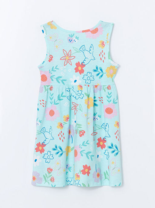 Bisiklet Yaka Bask?l? K?z ?ocuk Penye Elbise