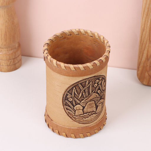 Туес «Грибочки», 8×8×14 см, береста