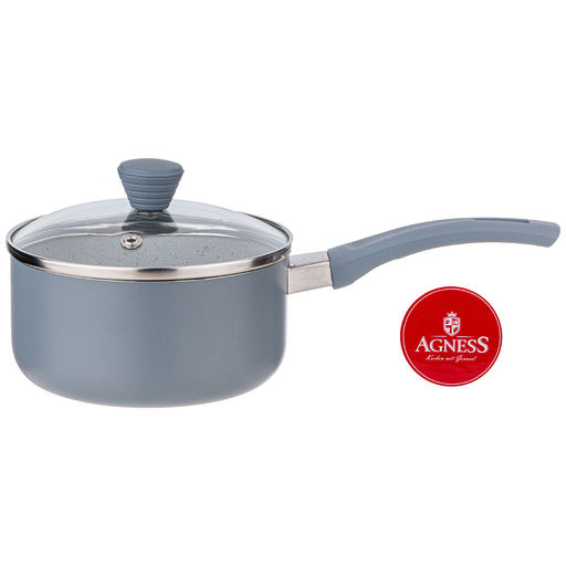 КОВШИК AGNESS АРКТИК АНТИП. ПОКР. РУЧКА SOFT TOUCH И СТЕКЛ. КРЫШКОЙ 1000 МЛ