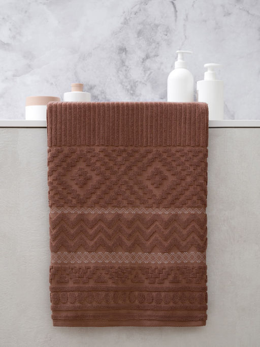 Махровое полотенце жаккардовое Соната беж- какао ПМА-6603 (118) 45х90 - Росхалат фото 4