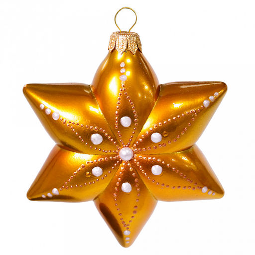 Елочная игрушка фигурка стеклянная "Звезда" д10см, h12см, ручная художественная роспись, подарочная упаковка (Россия)