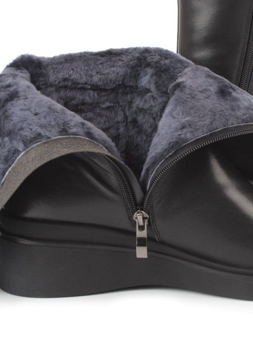 Z4212M BLACK Полусапоги зимние женские (натуральная кожа, натуральный мех) - Фабричный китай фото 4