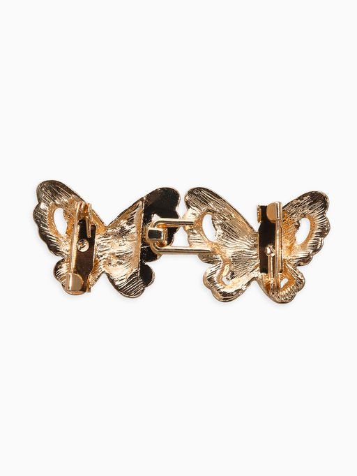 Зажим для кардигана «Ажур. Бабочки», белый в золоте