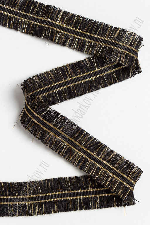 Тесьма отделочная 3 см*5 ярд Бахрома с люрексом (SF-2461) черный - Больше подарков фото 2