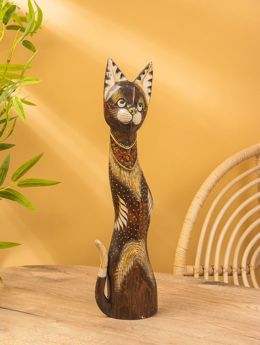 Сувенир «Кошка», 60×14×6 см, дерево, коричневый, МИКС