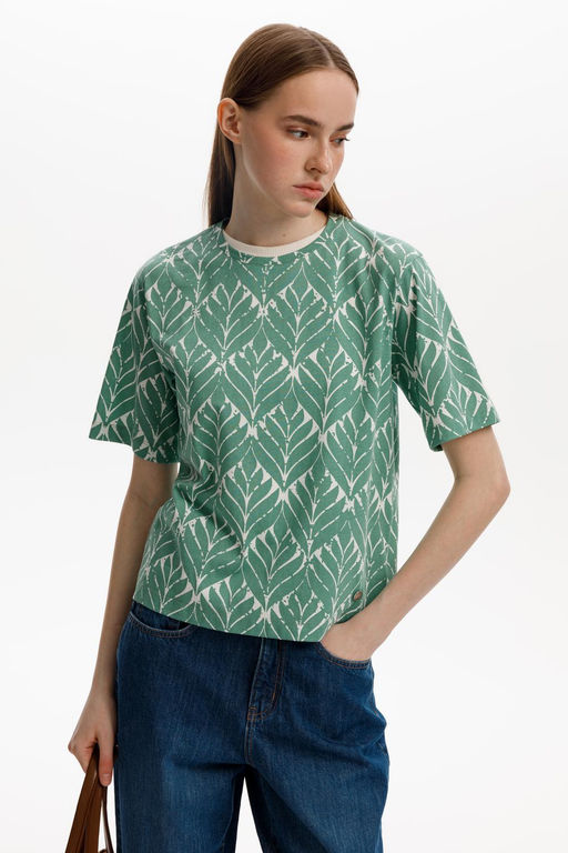 ЕВТ 3315/малахитовый зеленый,орнамент фуфайка жен