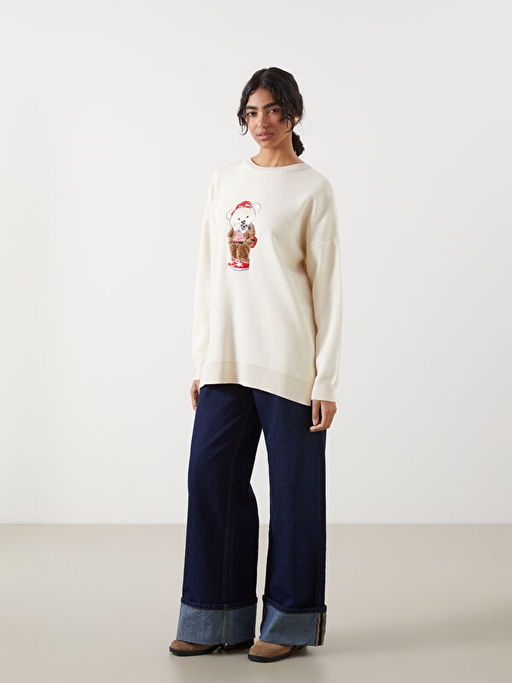 Ay? Teddy Nak??l? Oversize Kad?n Triko Tunik