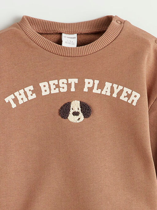 Bask?l? Erkek Bebek Sweatshirt