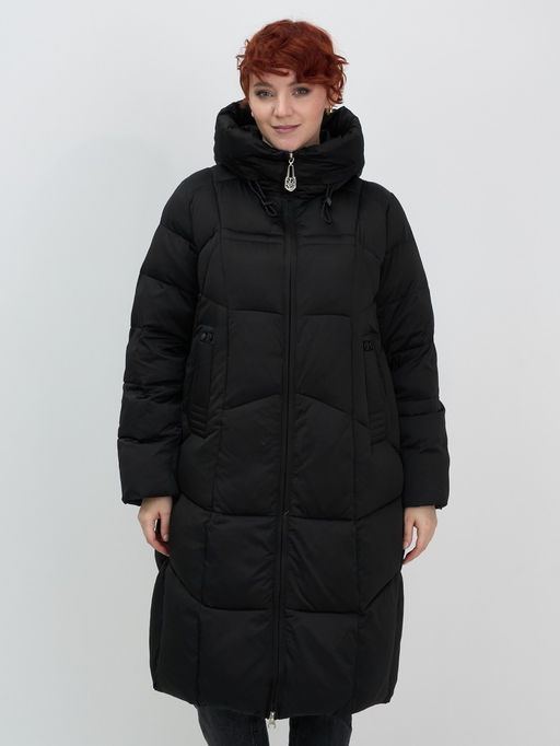 Пальто зимнее Visdeer 7702Ch женское утепленное 240 г/м² черное  фото 10