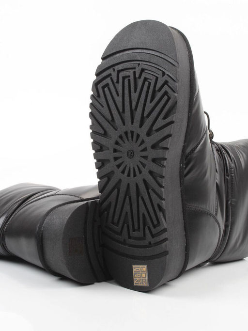 04-WA003-1M BLACK Ботинки зимние женские (натуральная кожа, курточная ткань, 100% шерсть)